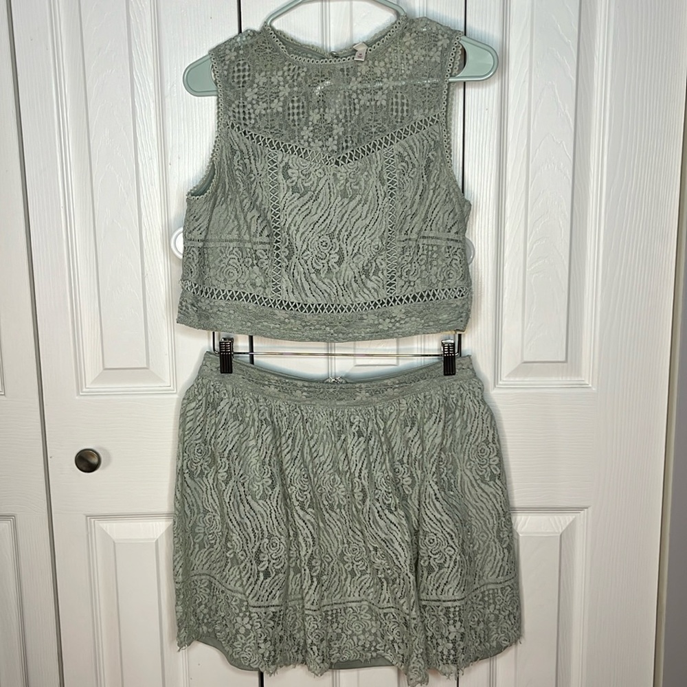 Xhilaration (Target) Mint Lace Top and Skirt Set